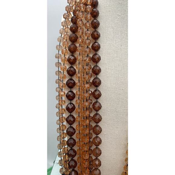 Vintage Multi Strand Faceted Beaded Ombré Brown To Smokey Beaded Necklace - Picture 2 of 7
